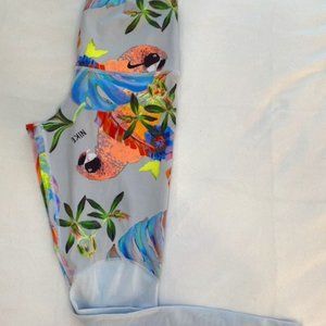 Nike Tropical Print Leggings, Small Grey w/ Parrot